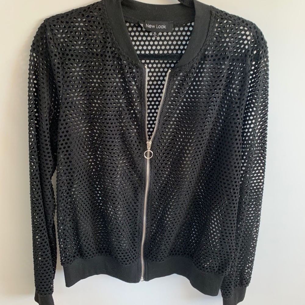 Mesh Black Jacket with Loop Zipper